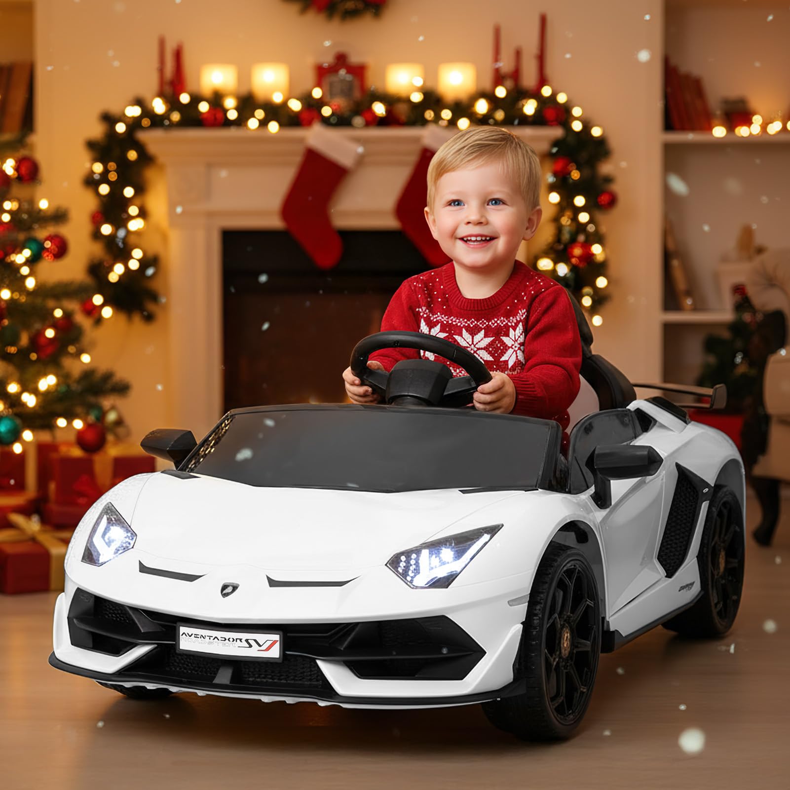 Coche eléctrico infantil de color blanco de 12V Garvee